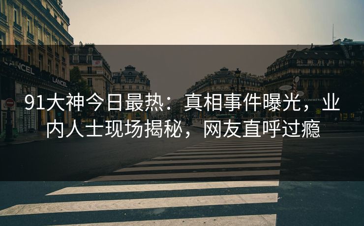 91大神今日最热：真相事件曝光，业内人士现场揭秘，网友直呼过瘾