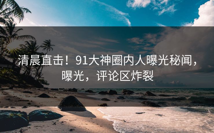 清晨直击！91大神圈内人曝光秘闻，曝光，评论区炸裂