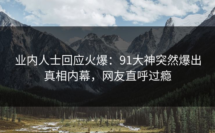 业内人士回应火爆：91大神突然爆出真相内幕，网友直呼过瘾