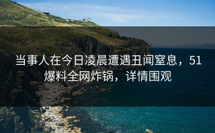 当事人在今日凌晨遭遇丑闻窒息，51爆料全网炸锅，详情围观