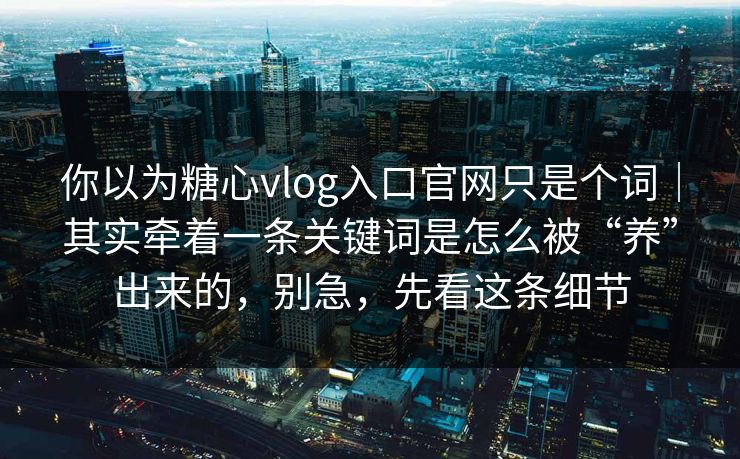 你以为糖心vlog入口官网只是个词｜其实牵着一条关键词是怎么被“养”出来的，别急，先看这条细节