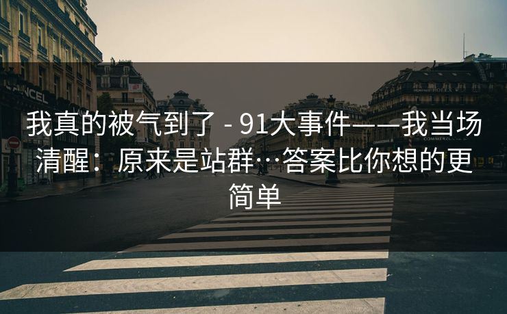 我真的被气到了 - 91大事件——我当场清醒：原来是站群…答案比你想的更简单